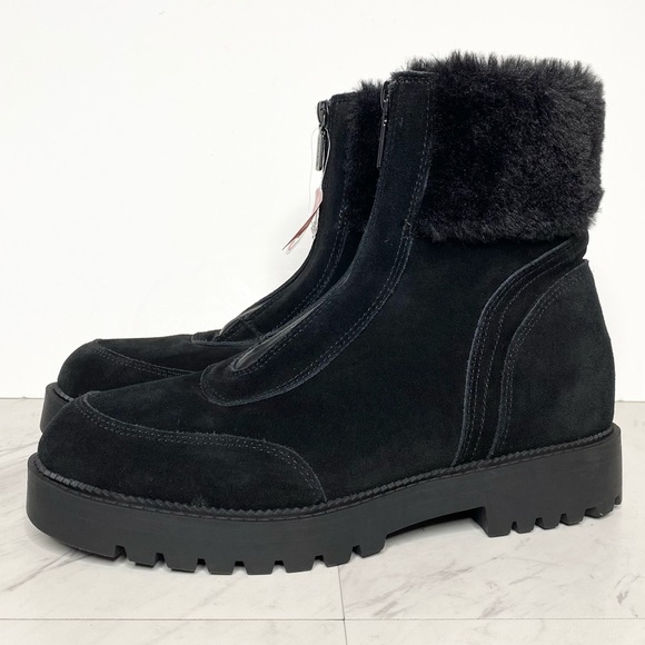 New! Blondo Hayven Black Suede Faux Fur Cuff Boot 8M - Picture 1 of 14
